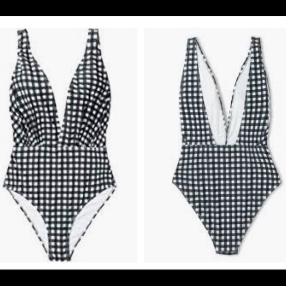 black gingham bathing suit